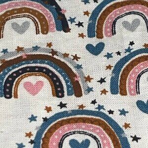 cotton fabric with rainbows hearts dots 42" x 72" 2 yards